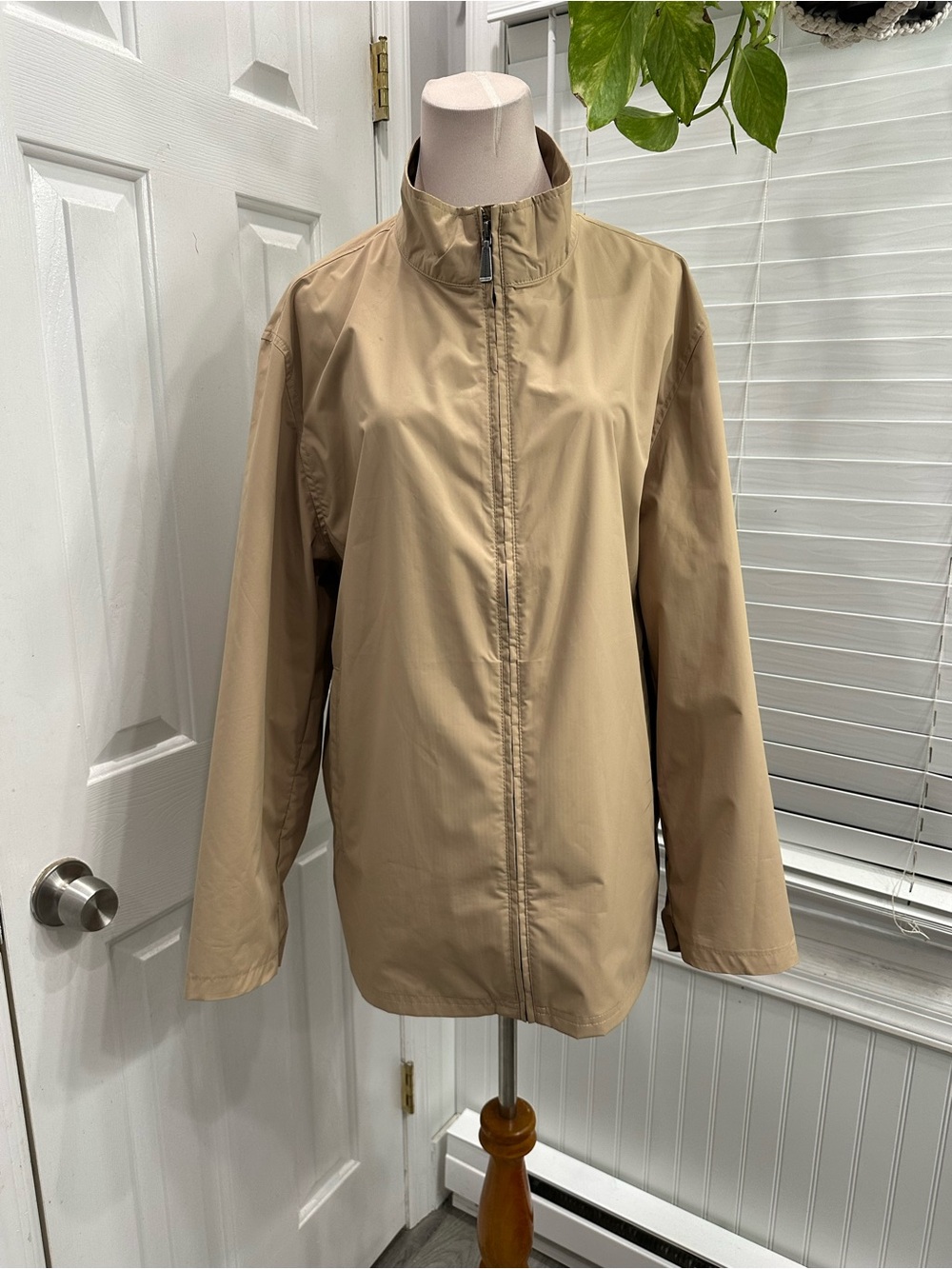 Brooks Brothers Tan Lightweight Zip-Front Trench Jacket